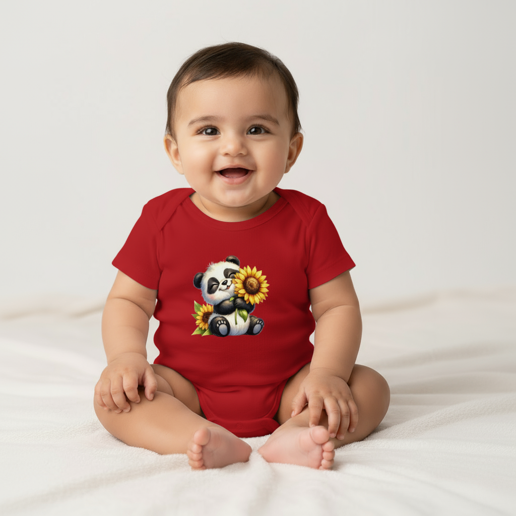Panda with Sunflower Baby Romper