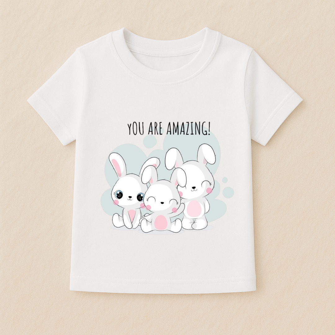 Kids Girls Cute Bunny Friends Tshirt