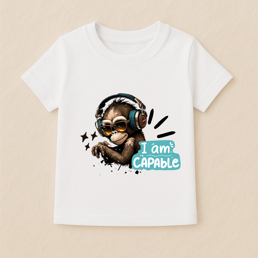 Kids Boys Cool Monkey I Am Capable Tshirt