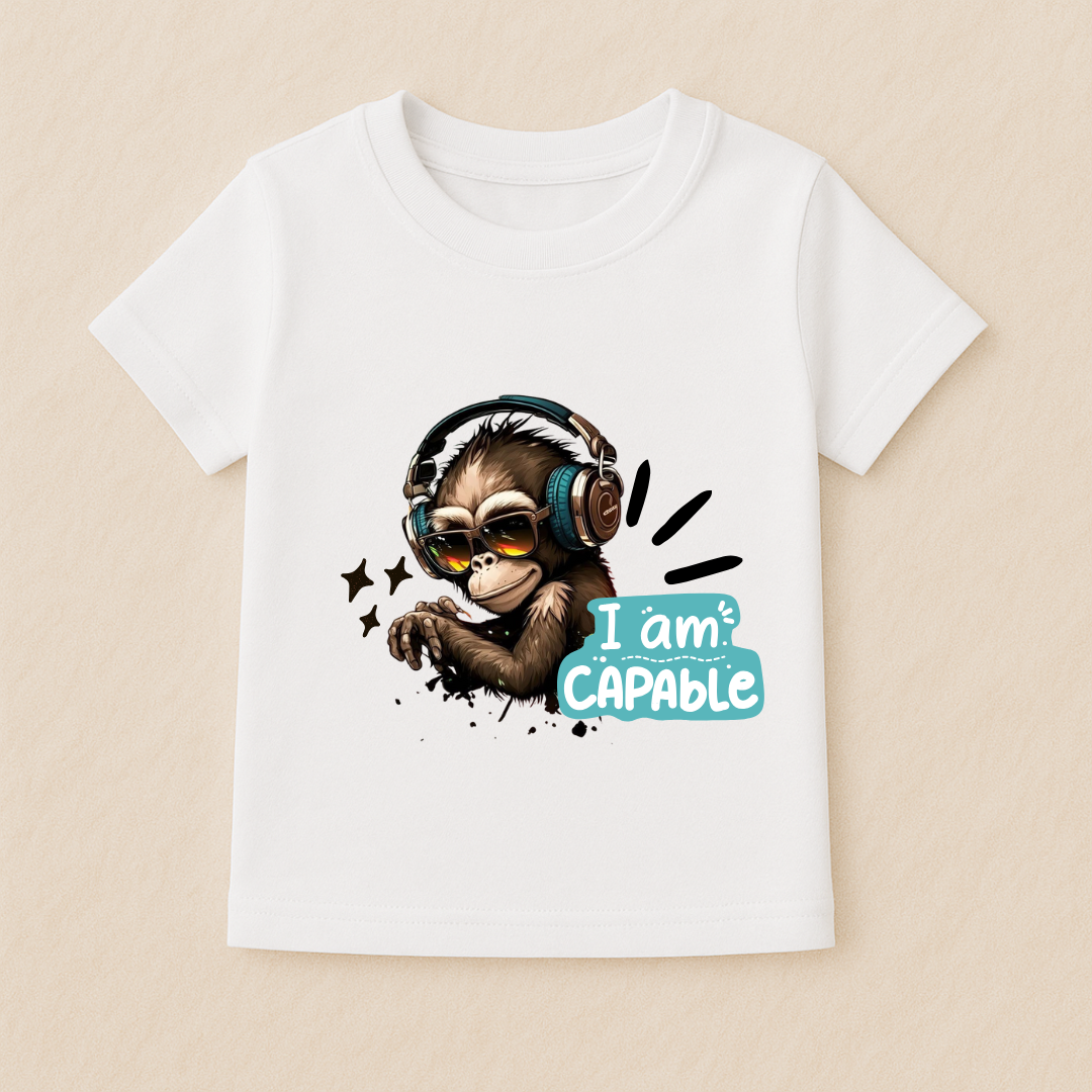 Kids Boys Cool Monkey I Am Capable Tshirt