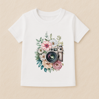 Kids Girls Floral Camera Tshirt
