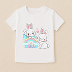 Kids Girls Bunny Hello Tshirt