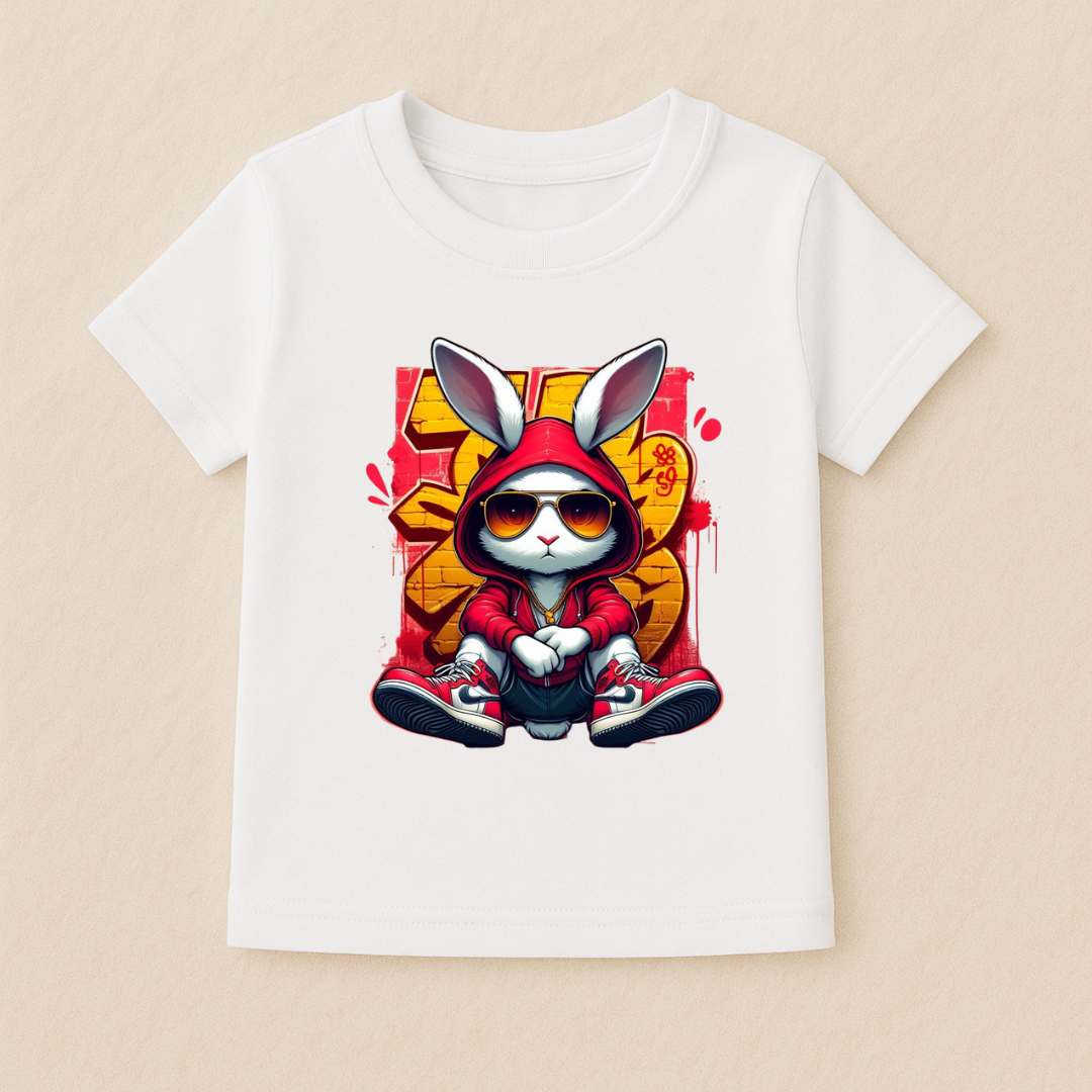 Kids Boys Cool Bunny Hoodie Tshirt