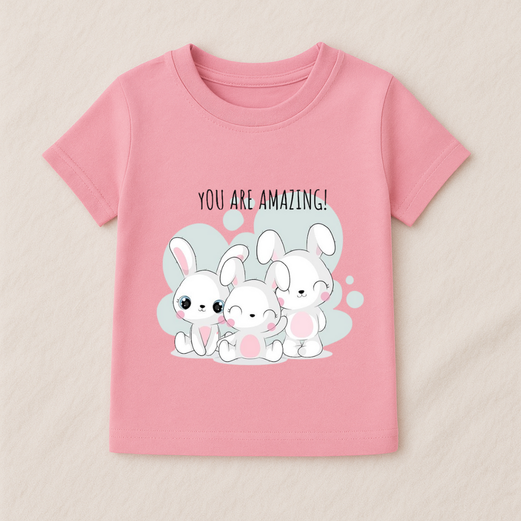 Kids Girls Cute Bunny Friends Tshirt