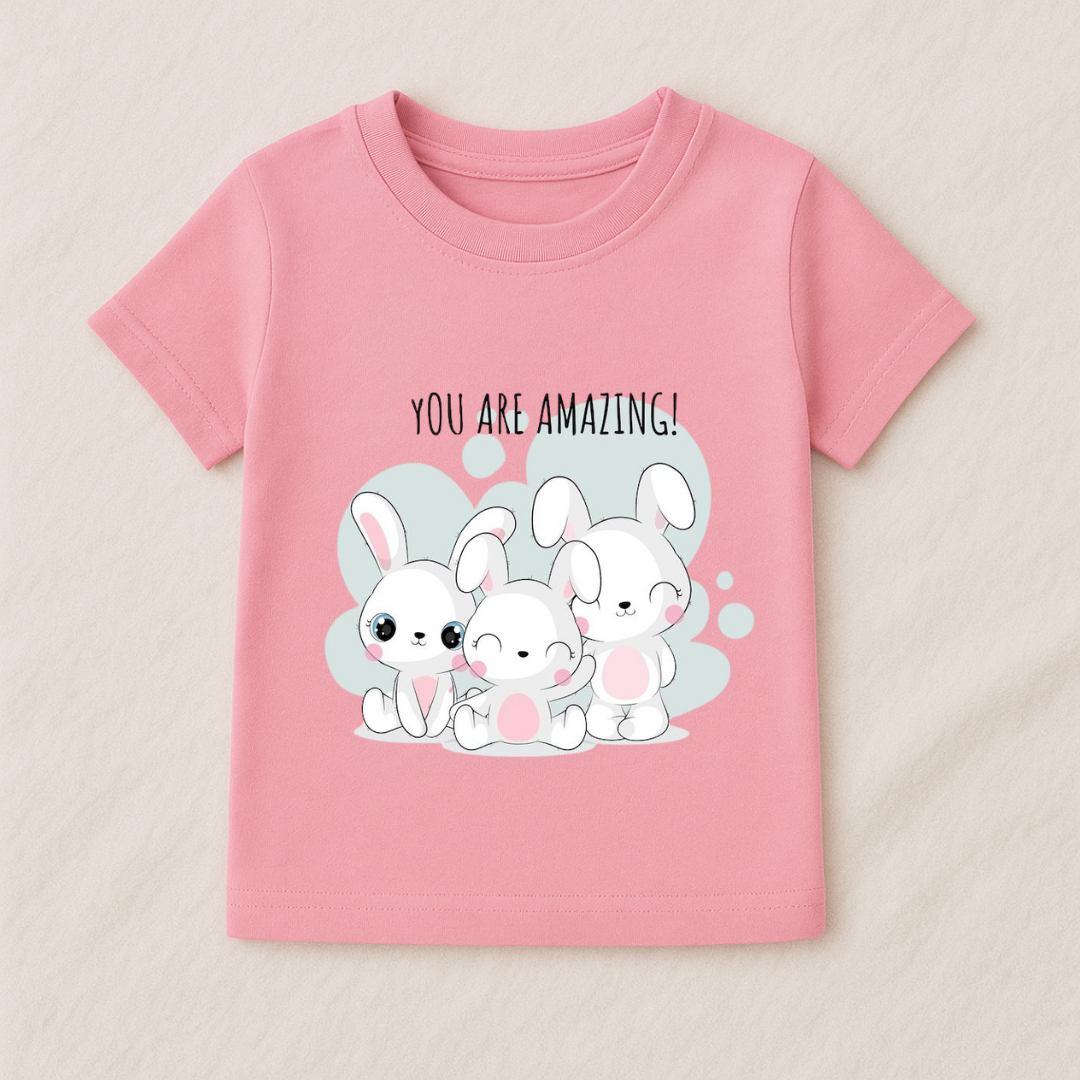 Kids Girls Cute Bunny Friends Tshirt