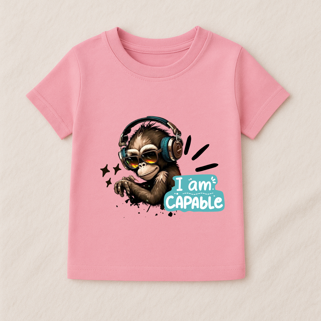 Kids Boys Cool Monkey I Am Capable Tshirt