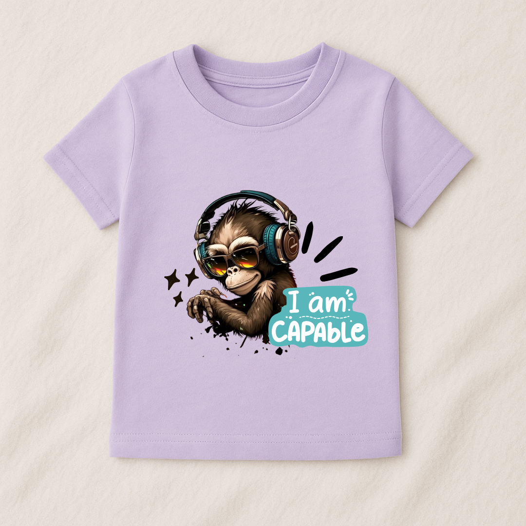 Kids Boys Cool Monkey I Am Capable Tshirt
