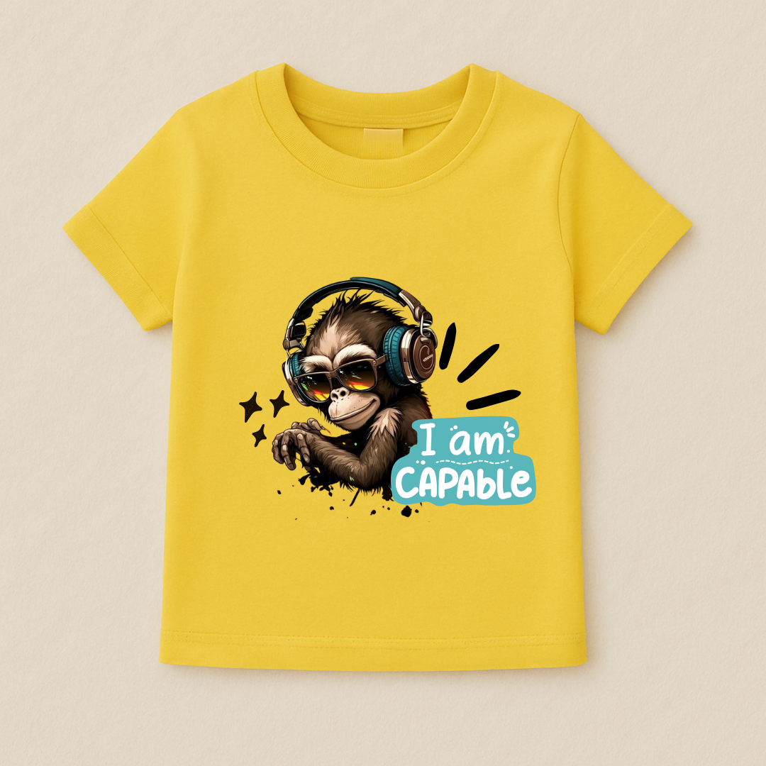 Kids Boys Cool Monkey I Am Capable Tshirt