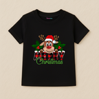 Girl Kids Christmas T-Shirt - Reindeer Santa Design