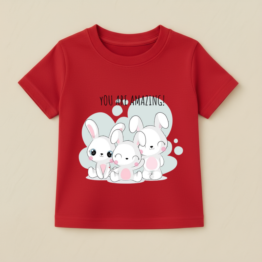 Kids Girls Cute Bunny Friends Tshirt