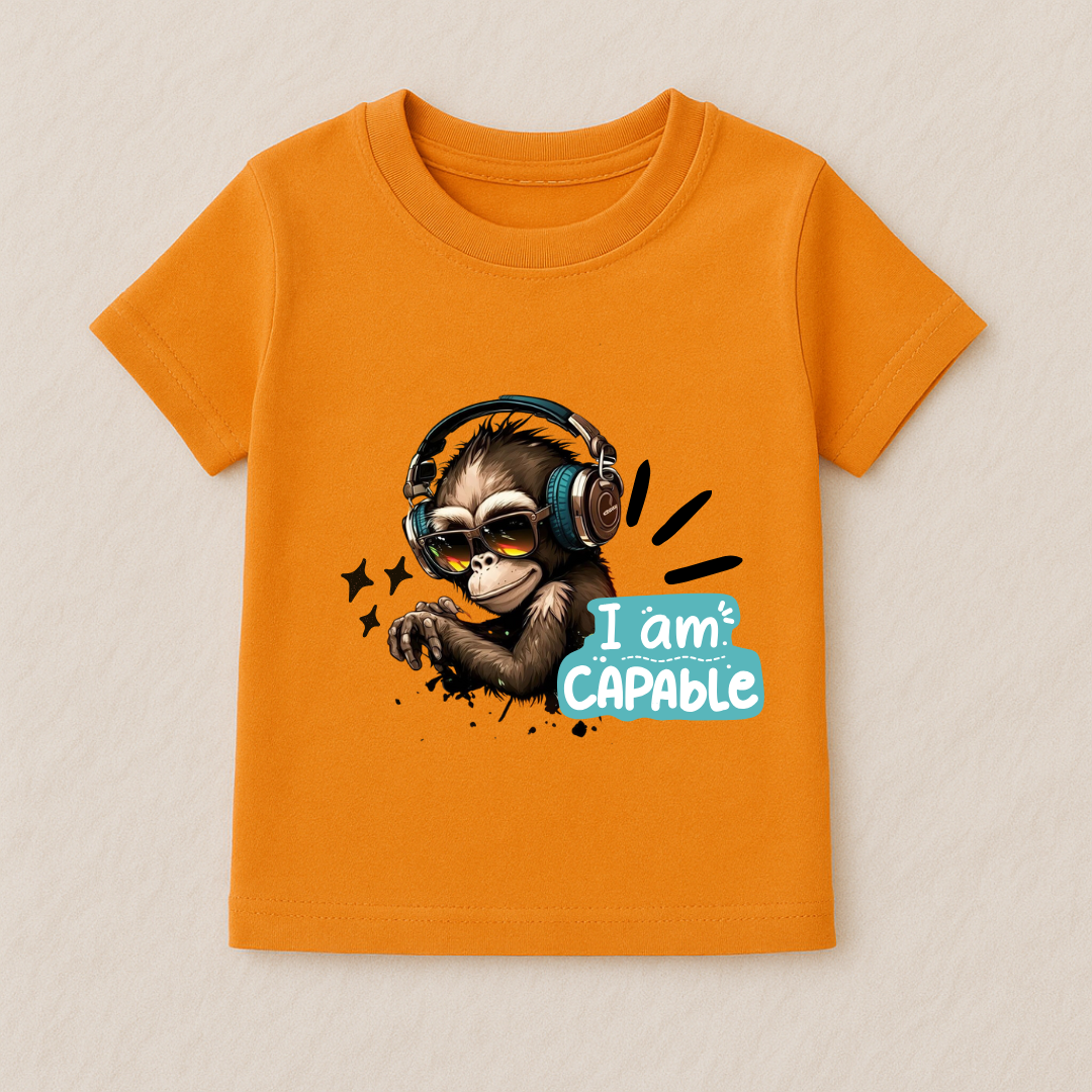 Kids Boys Cool Monkey I Am Capable Tshirt