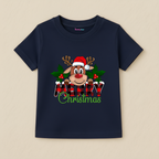 Girl Kids Christmas T-Shirt - Reindeer Santa Design