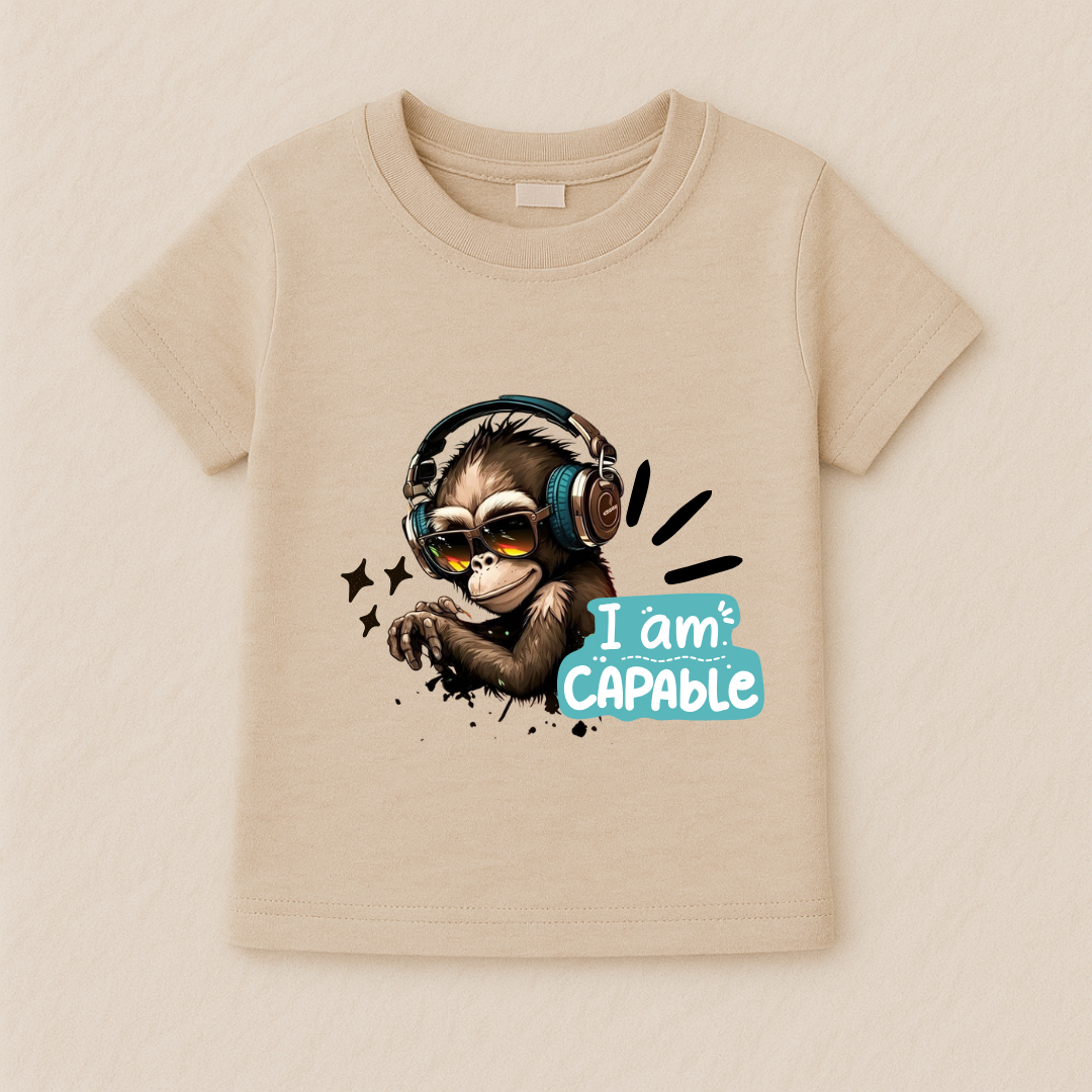 Kids Boys Cool Monkey I Am Capable Tshirt