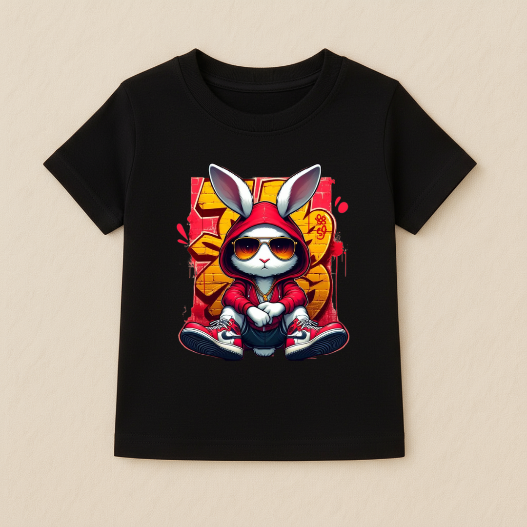 Kids Boys Cool Bunny Hoodie Tshirt