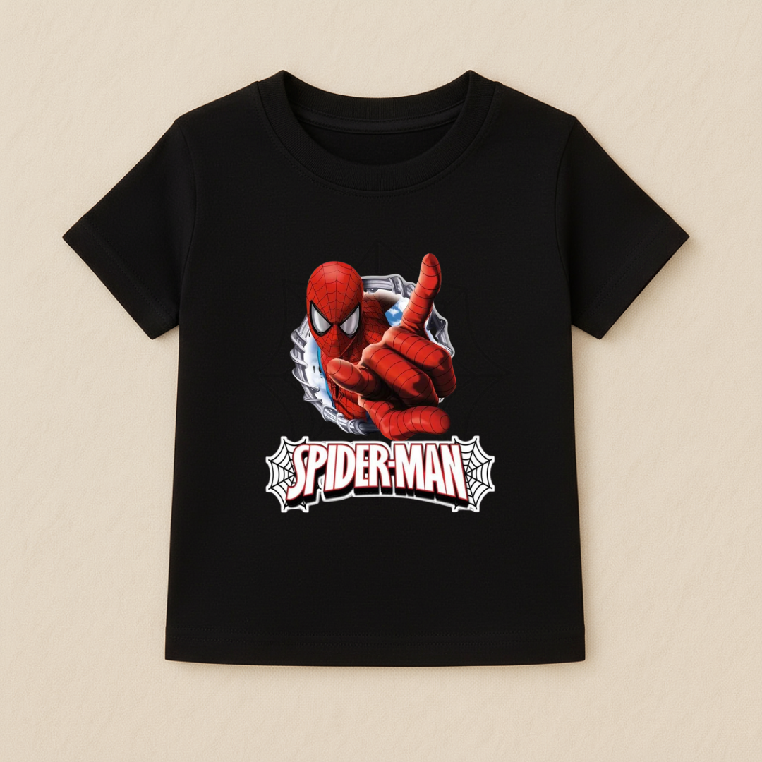 Baby Boy Spider Man web slinging Graphic T-Shirt