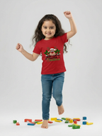 Girl Kids Christmas T-Shirt - Reindeer Santa Design