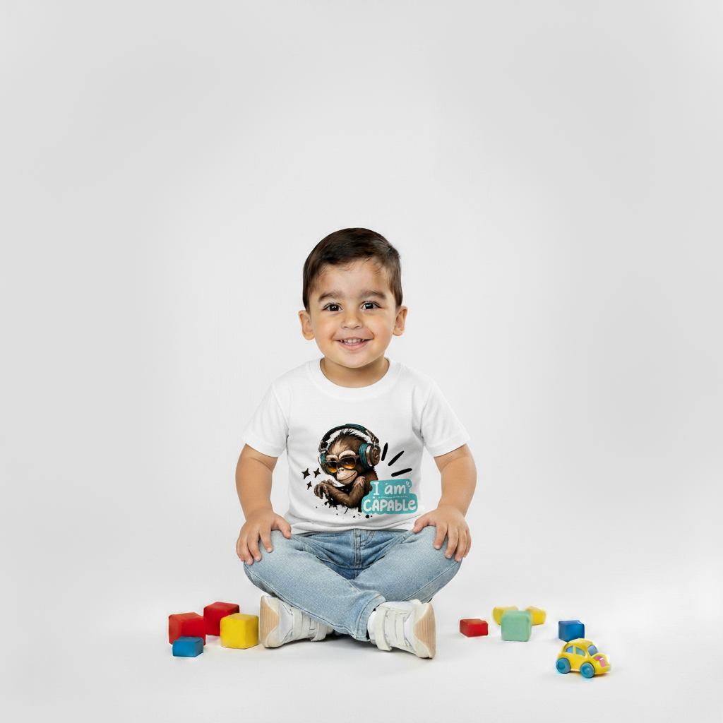 Kids Boys Cool Monkey I Am Capable Tshirt