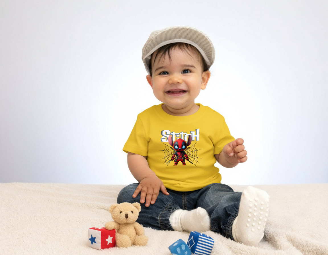 Funny Baby Boy Deadpool Stitch Tshirt