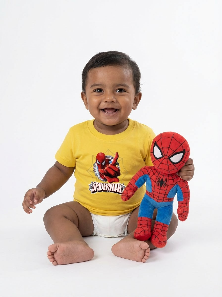 Baby Boy Spider Man web slinging Graphic T-Shirt