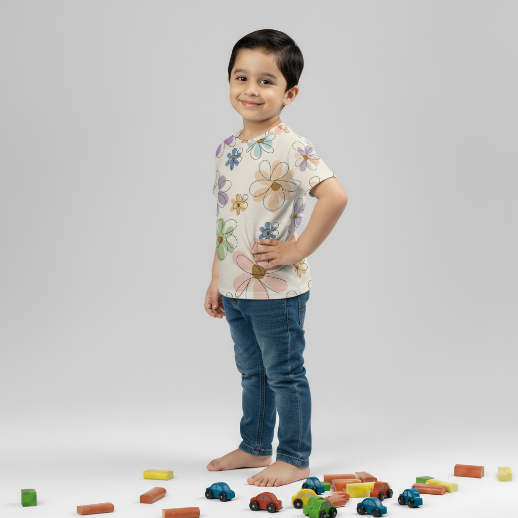 Kids Boys Blooming Flowers Tshirt