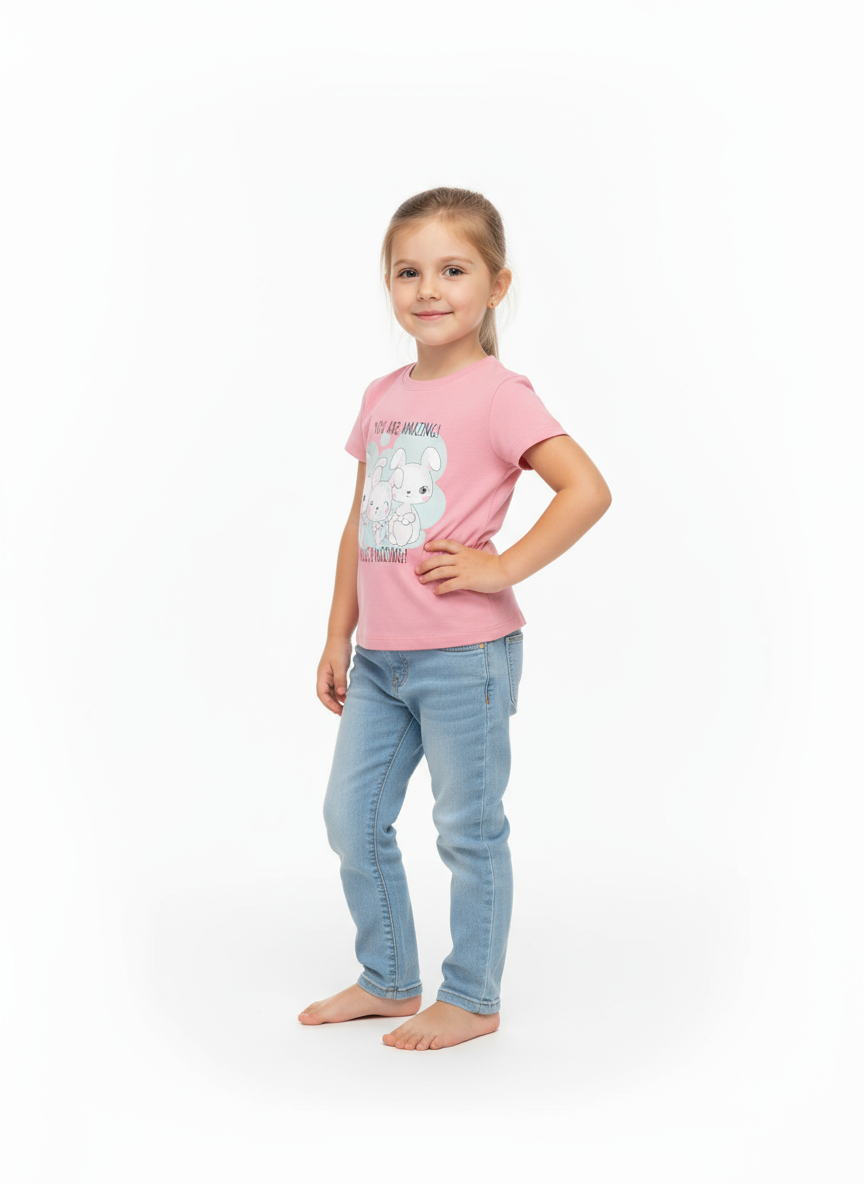 Kids Girls Cute Bunny Friends Tshirt