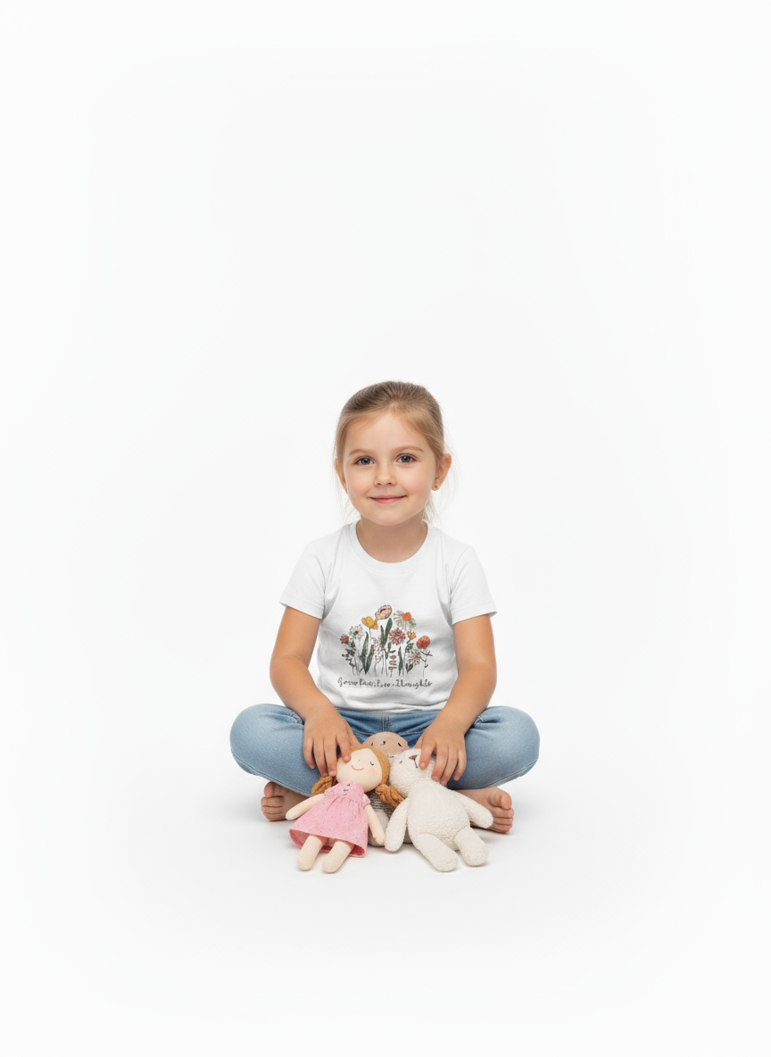 Kids Girls Blooming Flowers Tshirt