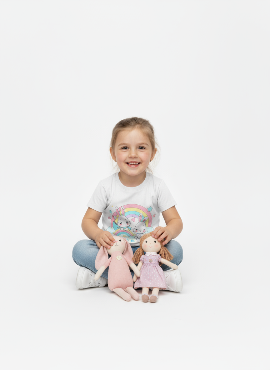 Kids Girls Bunny Hello Tshirt