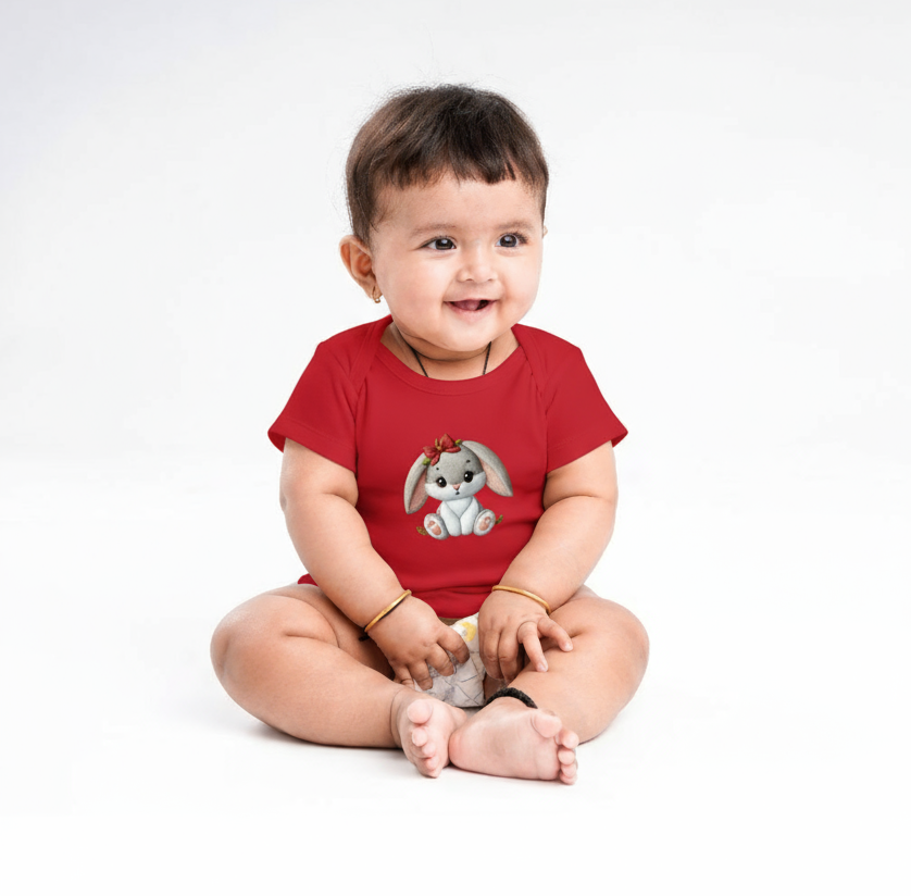 Baby Girls Embroidery Bunny with Bow T-Shirt