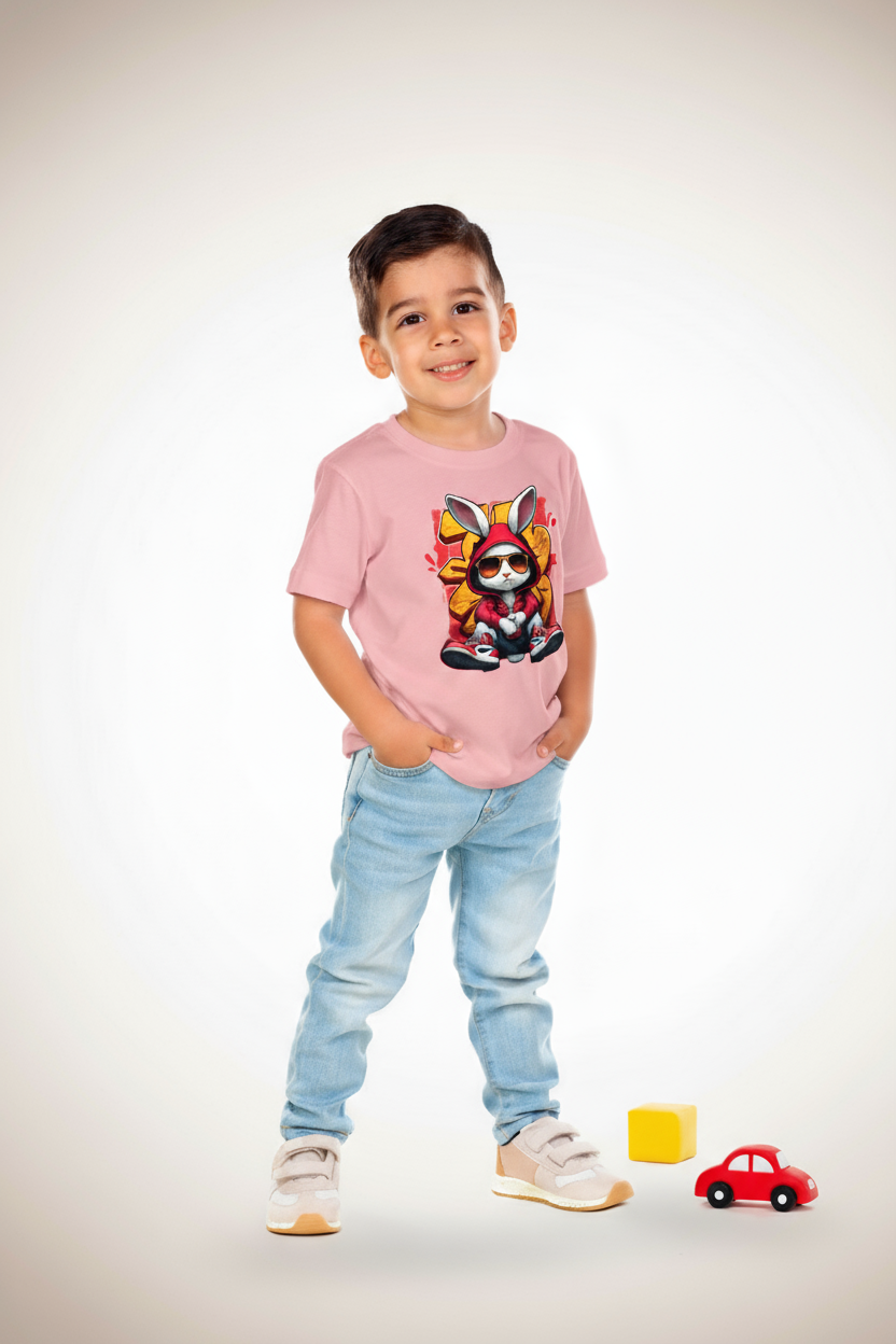 Kids Boys Cool Bunny Hoodie Tshirt