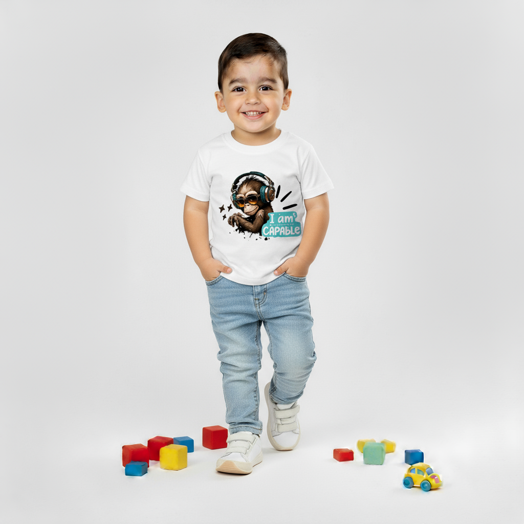 Kids Boys Cool Monkey I Am Capable Tshirt