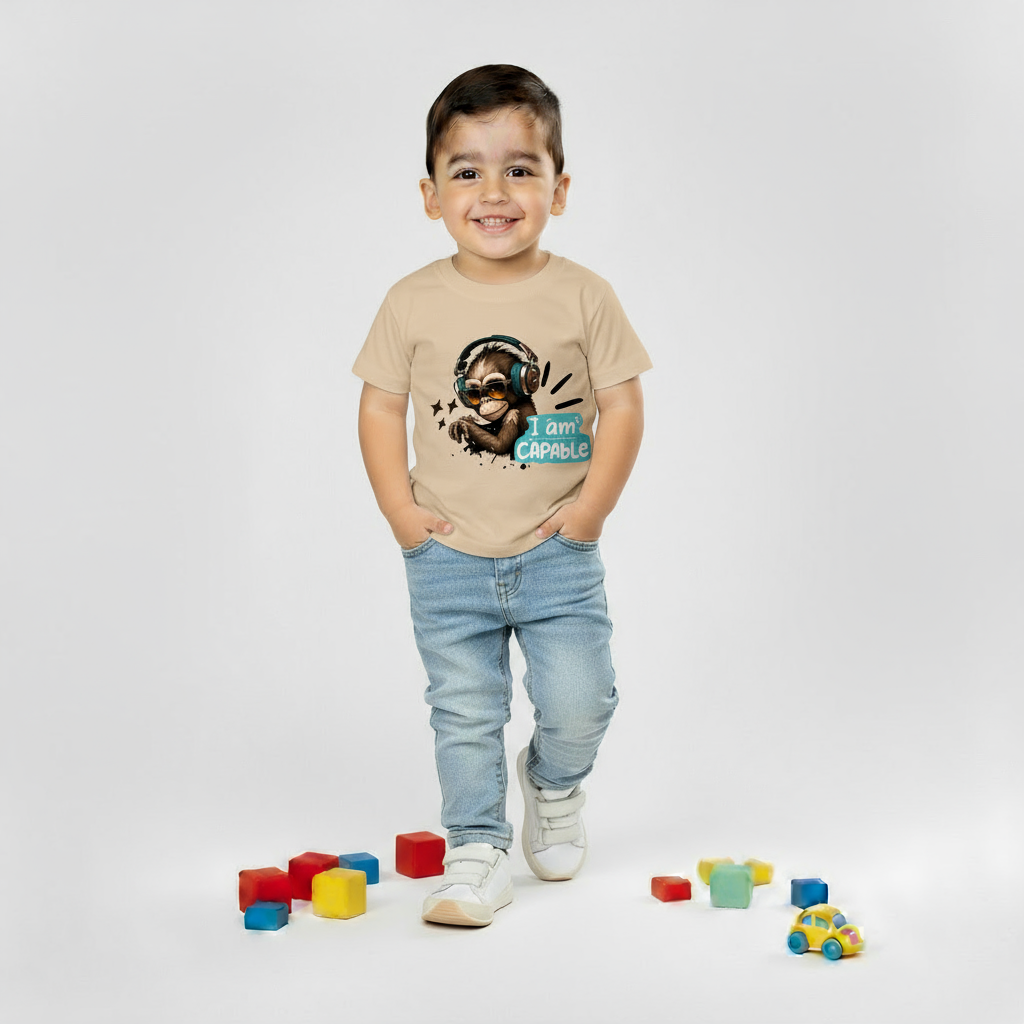 Kids Boys Cool Monkey I Am Capable Tshirt