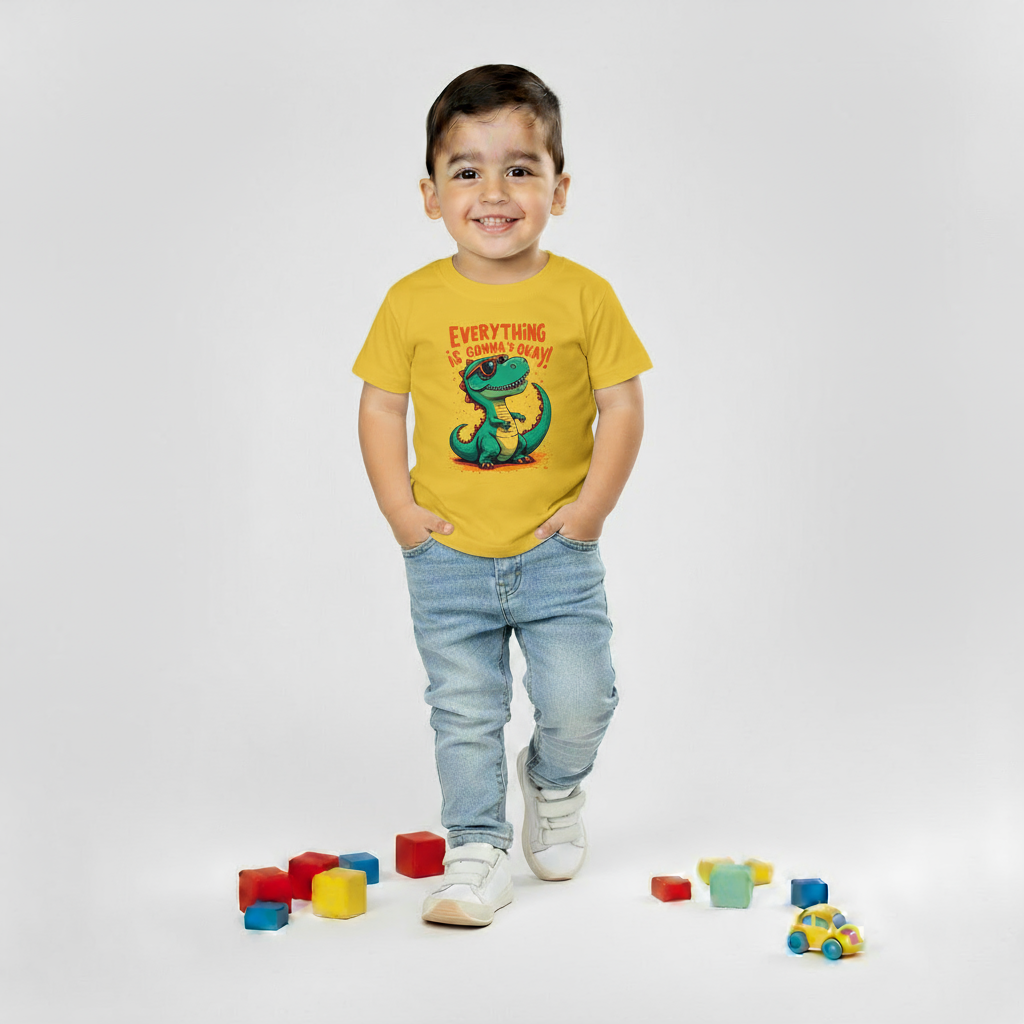 Kids Boys Dino Positive Vibes Tshirt