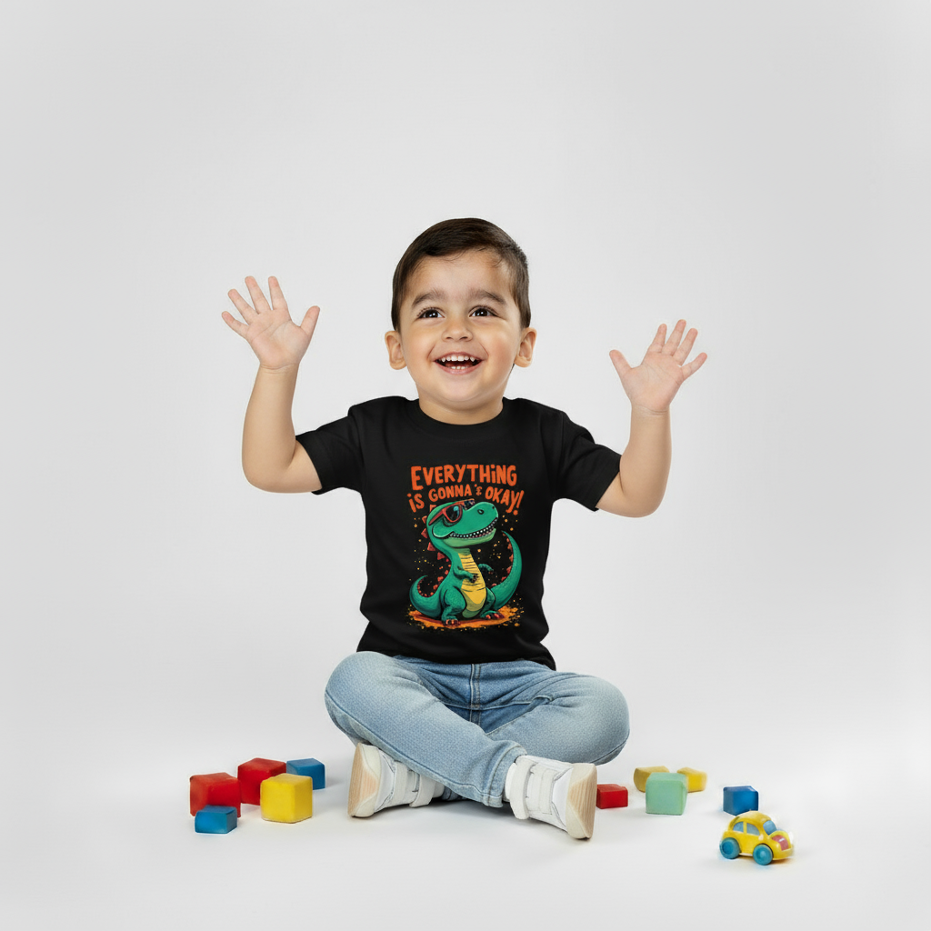 Kids Boys Dino Positive Vibes Tshirt